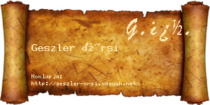 Geszler Örsi névjegykártya